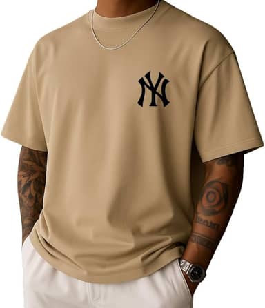 Camiseta Masculina Oversized New York Algodão Premium 30.1 Gola Redonda Estilo Casual
