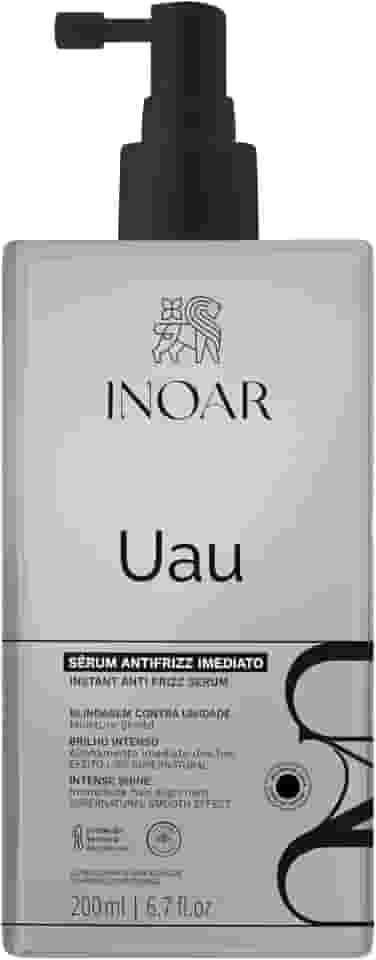 Inoar, UAU, Sérum Capilar Antifrizz, Blindagem contra Umidade e Brilho Intenso, Polímero Termoativado, Pantenol e Matriz Hidrofóbica, Vegano – Para Cabelos Secos, Danificados ou com Frizz, 200ml