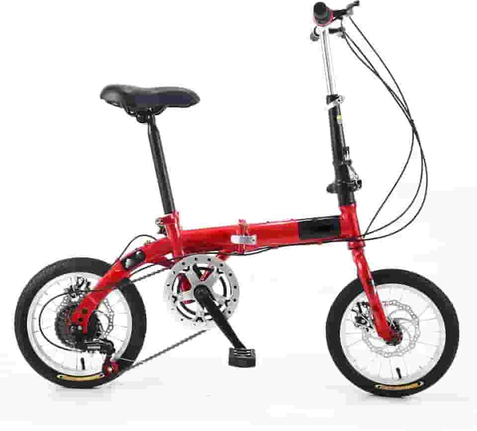 Dobrando 14 policicleta, 5 velocidades portáteis de estudante compacto bicicleta urbana bicicleta leve para homens, 4 cores, vermelho, rosa