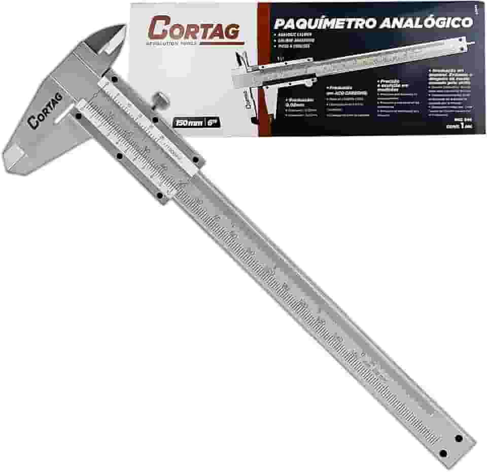 Paquímetro Analógico De Metal Com Estojo Universal Para Mecânico, Engenheiro Cortag Paquímetro - Prata