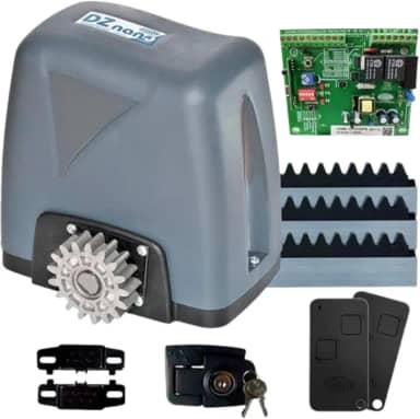 Kit Motor Deslizante Portão Eletrônico Dz Nano 36 Turbo 600kg 1/4 HP Rossi 2 Controles 3 Metros de Cremalheira (110, Volts)