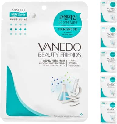 Kit 6 Unidades Máscara Hidratante Facial Coreana Beauty Friends - Coenzima Q10