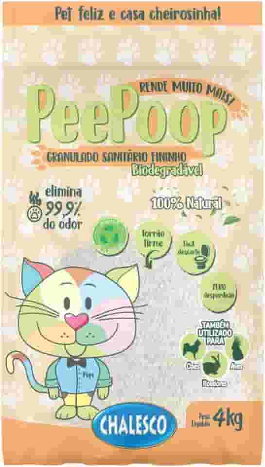 Chalesco Peepoop Areia Higiênica Biodegradável de Mandioca para Gatos Grãos Finos 4 kg