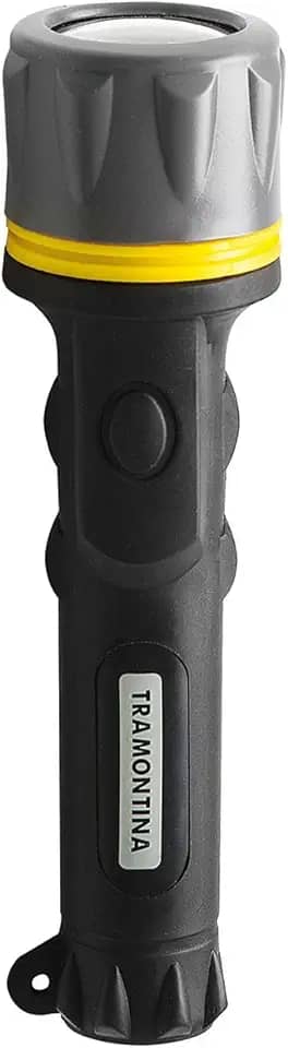 Tramontina 43757301, Lanterna Plástica Pilhas 2D, Lâmpada de Krypton Tensão 2.4V, Preto