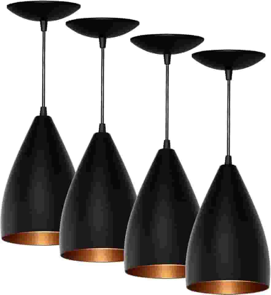 Kit 4 Pendentes Vegas (Preto Textura / Bronze)