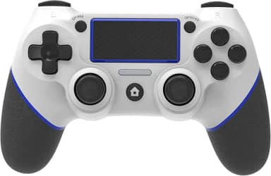 Controle sem fio Gamepad para PS4/PS4 Slim/PS4 Pro/PC com cabo de carregamento USB com vibração dupla, touchpad clicável, função de áudio, barra de luz e antiderrapante (WhiteBule)