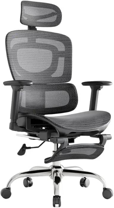 Cadeira De Escritório Ergonômica Mônaco Bt07 Luvinco Malha Respirável Com Suporte Lombar Adaptável Apoio Para Pés Retrátil Encosto Ajustável Seis Posições Suporta 200kg