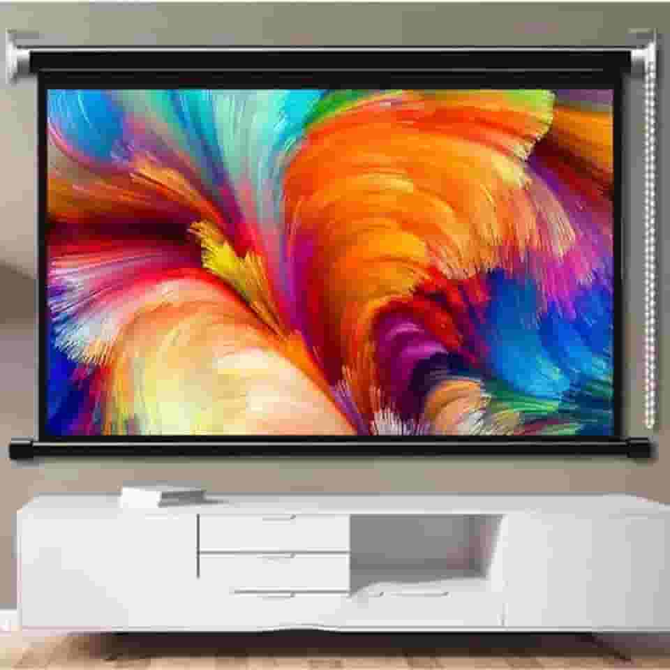 Tela De Projetor Retrátil, Tela De Projetor De Montagem Em Parede/teto, Tela De Projeção Anti-rugas Portátil 4k De 60 Polegadas 16:9/4:3, Para Escritório De Teatro No Quint, 60 inch 16:9