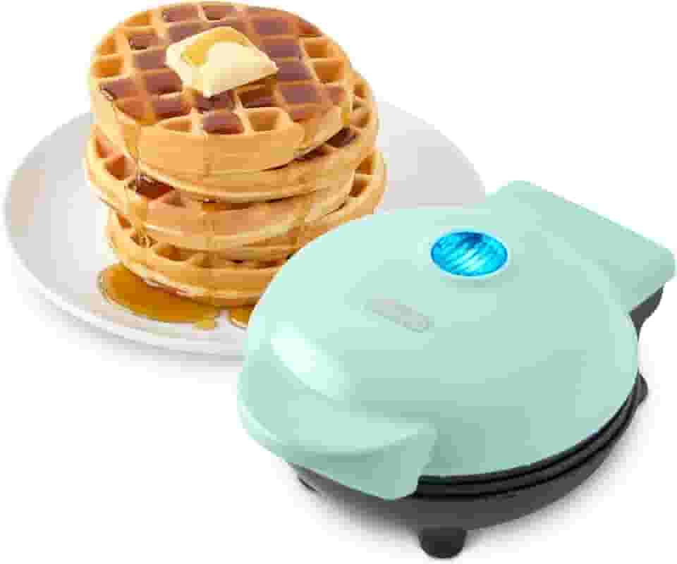 DASH Mini máquina de waffle - molde de waffle de 10 cm, ferro de waffle antiaderente com aquecimento rápido, superfície antiaderente de PTFE - Mini máquina de waffle perfeita para crianças e famílias,