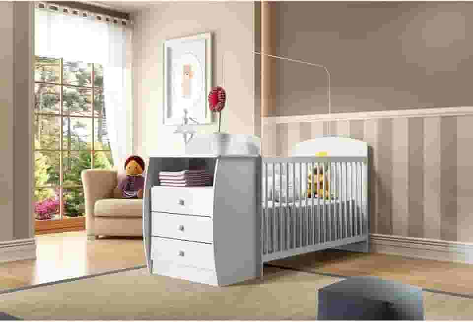 Berço Cômoda 3 Gavetas Padrão Nacional, Multimóveis, Branco