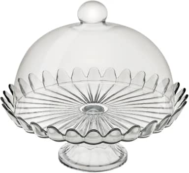 BOLEIRA DE VIDRO PÉTALAS DE JASMIN COM PÉ 24CM