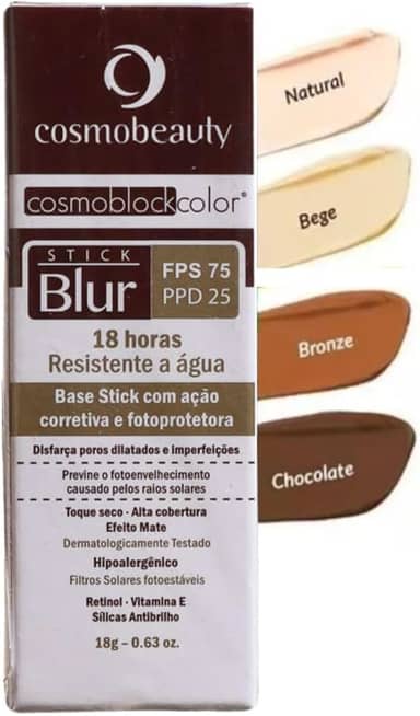 Stick Blur Fps75 Base Em Bastão 18 Horas Cosmobeauty Cores Tipo de pele:Bege