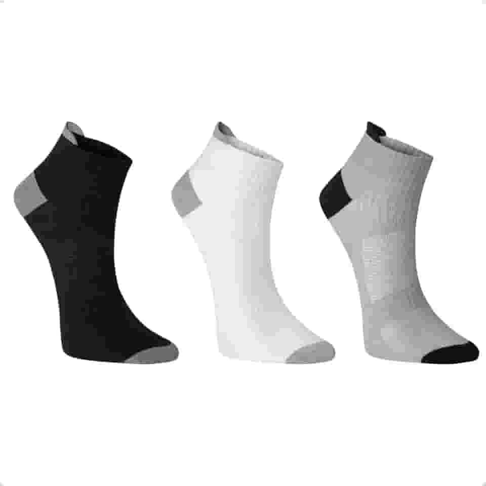 Kit 3 Pares Meia Performance Poliamida Unissex Cano Curto Soquete Esportiva Corrida Ciclismo
