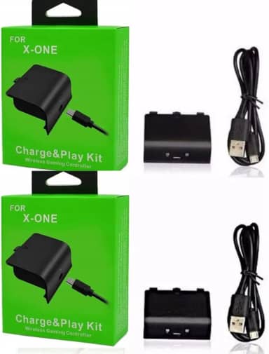Kit 02 Bateria Recarregável Para Controle Joystick Compatível com Xbox One XBox S com Cabo Carregador Longo