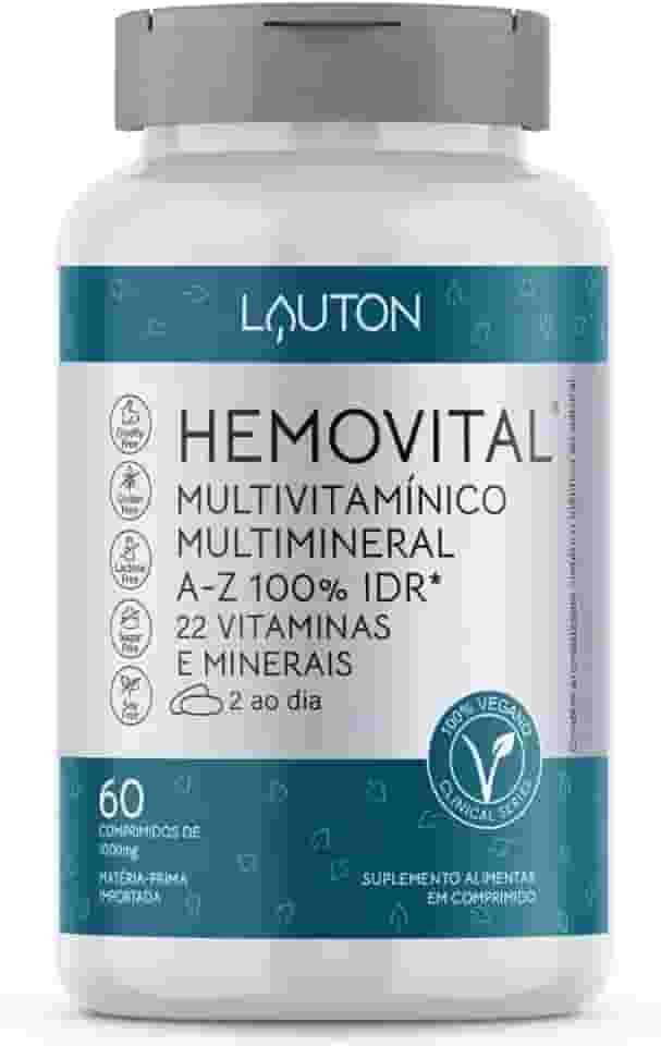 Hemovital Polivitaminico 22 vitaminas e minerais A Z 60 Tabs vegano - Lauton Nutrition…