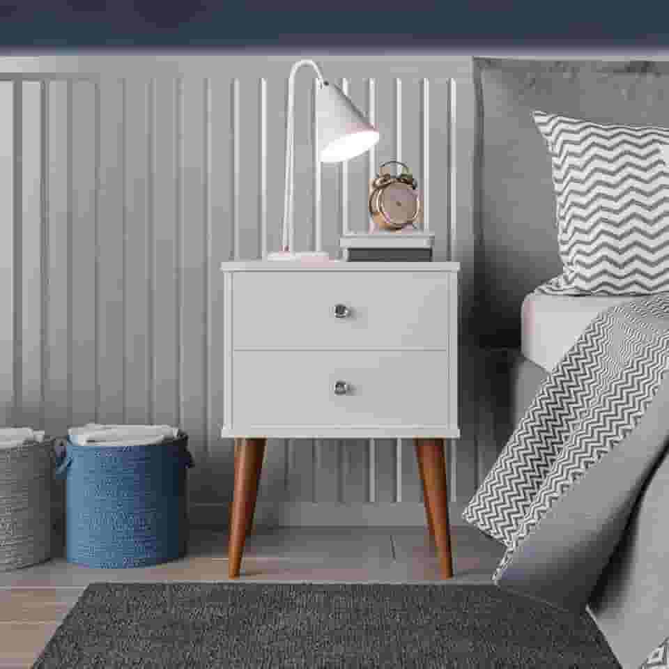Mesa de Cabeceira 02 Gavetas Berlim (Branco)