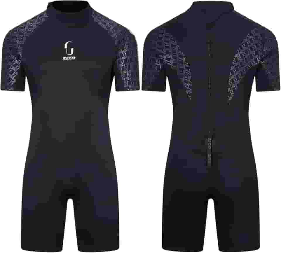 Roupa de mergulho masculina curta de 3 mm feminina, roupa de mergulho de corpo inteiro com zíper nas costas para mergulho, canoa, pesca submarina, surfe, snorkeling, trajes de natação