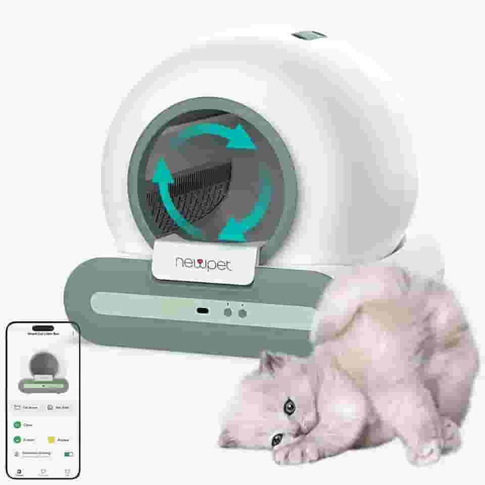 Caixas de Areia para Gatos, Banheiro Inteligente Gato Tuya WIFI Controle de APP Caixa Areia Gato Autolimpante Banheiro Gato (Branco(Kit 1))