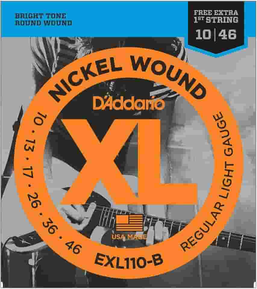 Encordoamento Para Guitarra .010-.046 Com Corda Extra PL010 D'Addario XL Nickel Wound EXL110-B