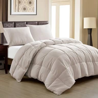 Edredom Toque de Plumas Dupla Face, Microfibra Plumage Liso Quadriculado (Bege Fendi, King)