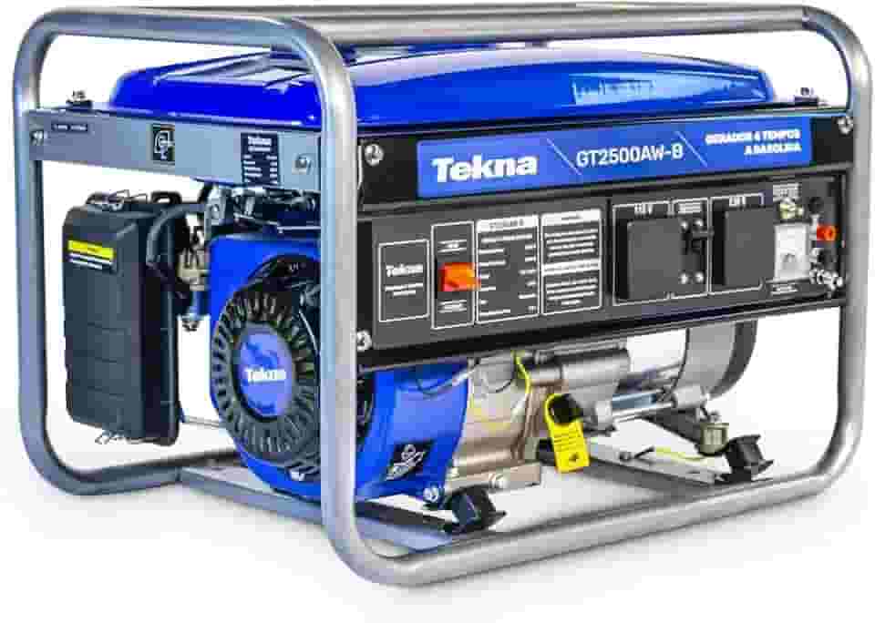 Gerador a Gasolina Tekna GT2500AW – 2.200W, Bivolt 127V/220V, Motor 4 Tempos 163cc, AVR, Voltímetro e Carregador de Bateria