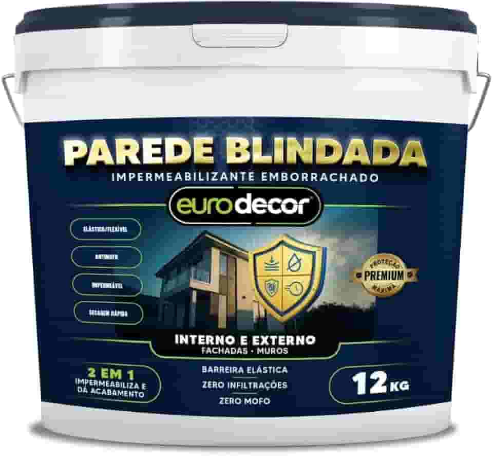 Parede Blindada Euro Decor Tinta Emborrachada 12KG Fácil Aplicação Proteção Contra Infiltrações (Areia)