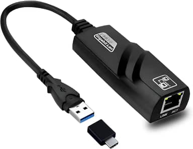 Adaptador de Rede USB 3.0 para RJ45 Gigabit 1000 Mbps com Chip Integrado – Placa de Rede Externa Plug & Play para Windows, Mac, Linux, Notebook e PC + Adaptador USB-C Incluso