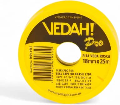 FITA VEDA ROSCA CARRETEL VEDAH PRÓ ABNT 16368-18mmX50m