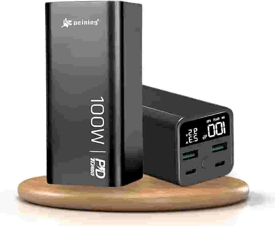 Carregador Portátil Power Bank Premium Turbo de 100w com 20000mah para Macbook, Notebook, Celular, Starlink, Tablet Carregador Universal Potente Com Led Digital de Bateria (Preto)