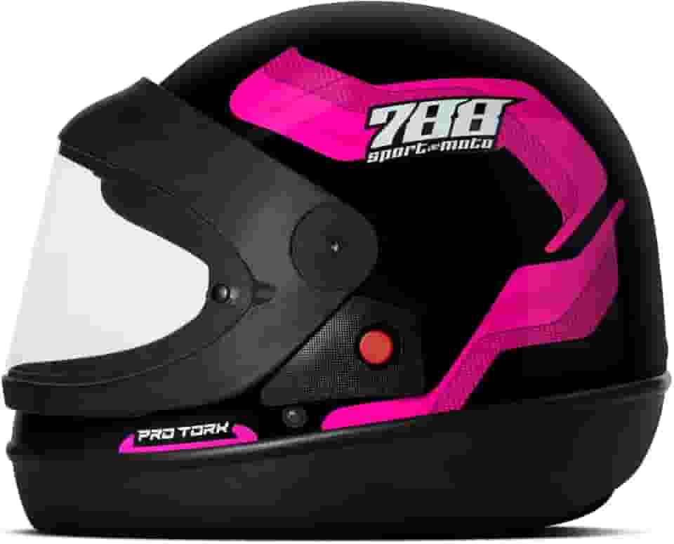 CAPACETE FECHADO PRO TORK SPORT MOTO 788 PRETO - ROSA TAM. 58