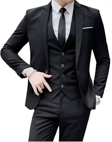 Terno Slim Masculino Kit Completo Executivo - Calça + Blazer + Colete