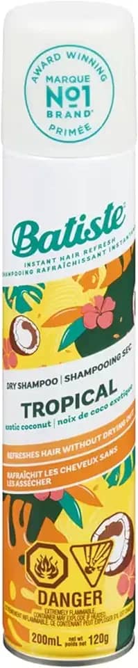 Transporte seus sentidos para um paraíso incomparável com Batiste Tropical. Este shampoo seco absorve a oleosidade e perfuma o cabelo com um delicioso aroma de coco. Absorve a oleosidade, renova o volume e facilita o penteado, mantendo seu cabelo fresco e estilizado durante todo o dia. Perfeito para manter seu look entre as lavagens, especialmente nos dias mais agitados.