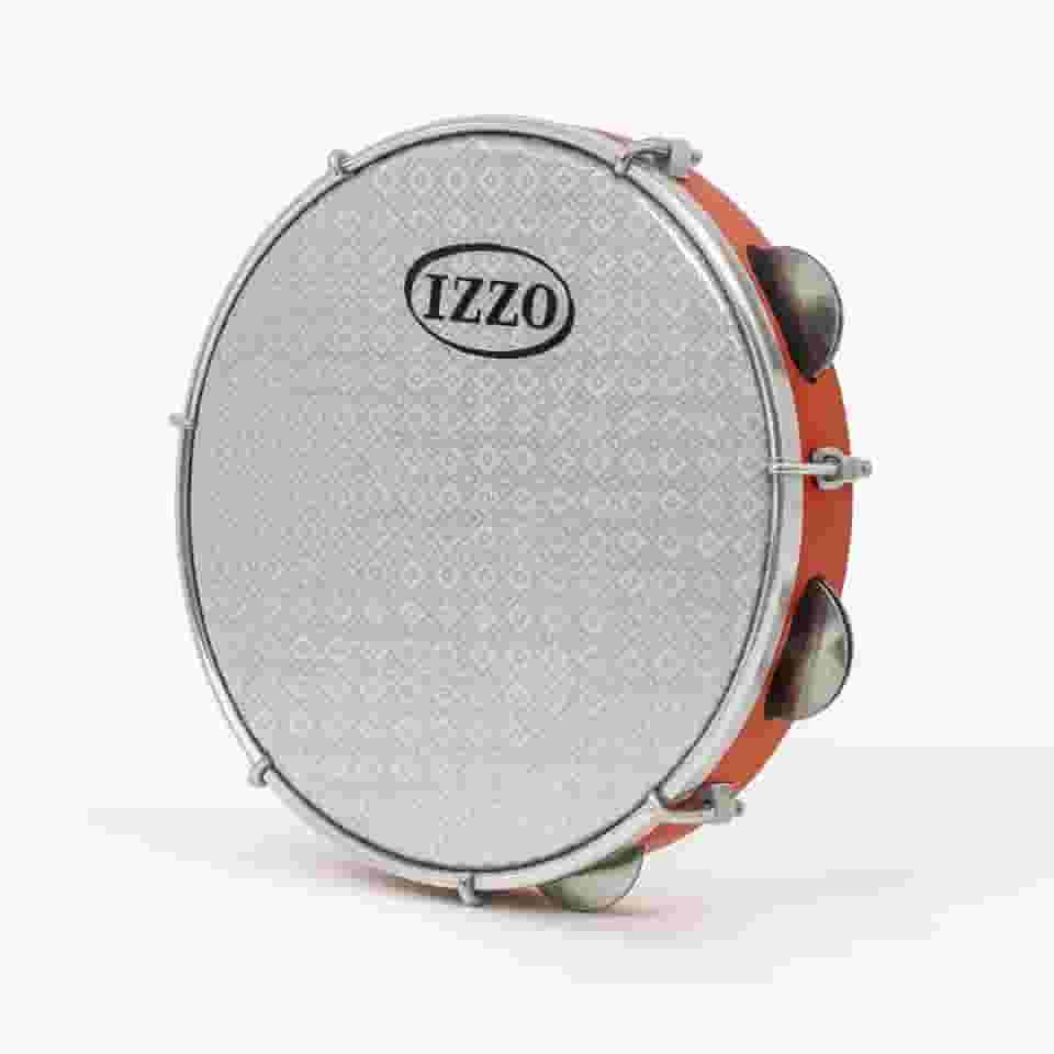 Pandeiro Izzo 10 Polegadas ABS Vermelho com Metalizada Preta 6 Afinadores 5 Pares Platinelas