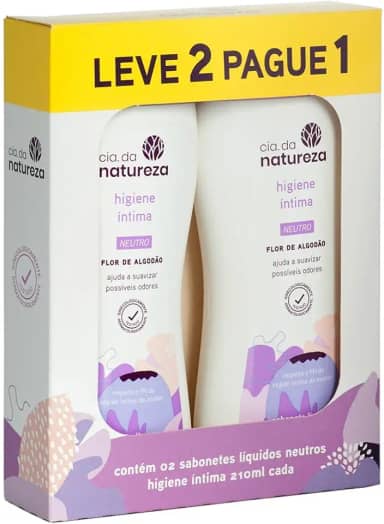 Cia da Natureza Combo Sabonete Líquido Íntimo Neutro Flor de Algodão (2x210ml)
