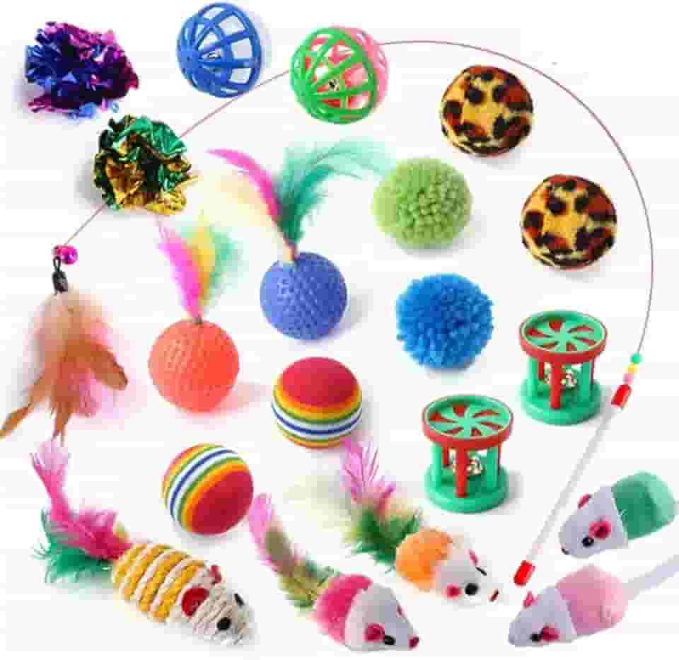 Kit 7 Brinquedos para Gatos Ratinho Bolinha Varinha Gatinho