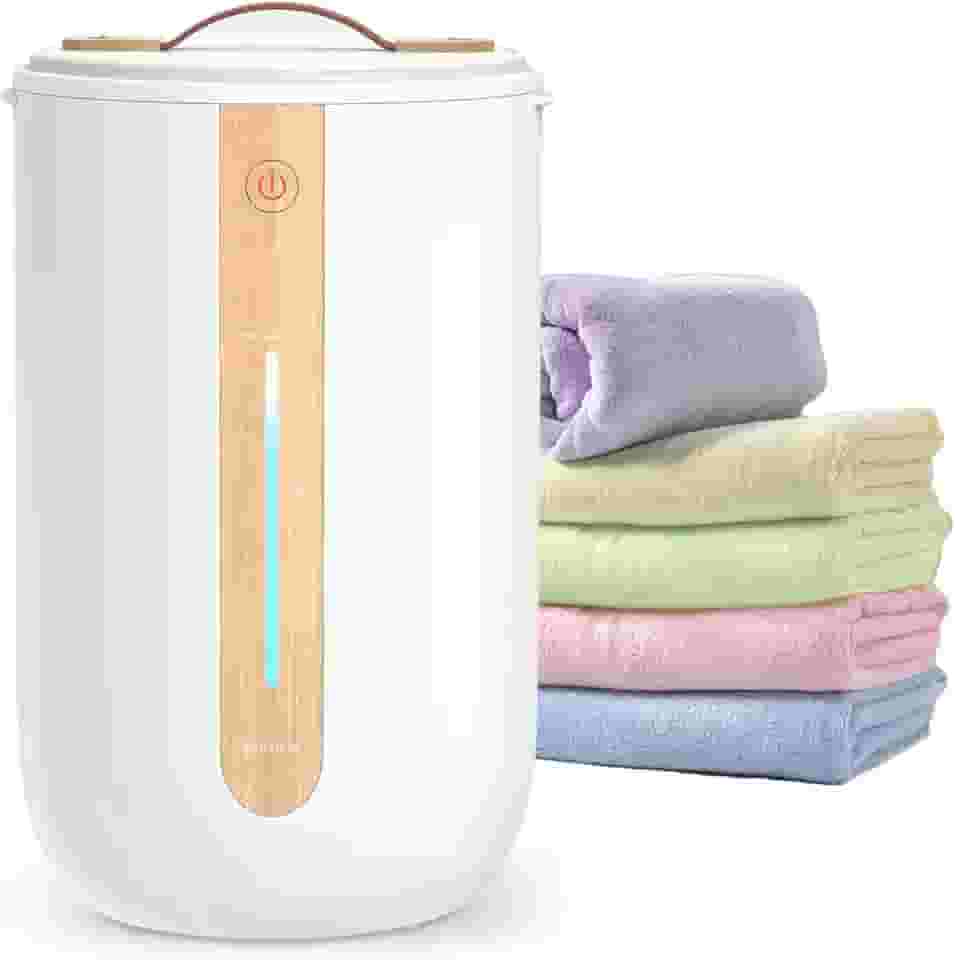 Keenray Aquecedor de toalhas para banheiro, balde de aquecedor de toalhas com barra de progresso de aquecimento, suporte de disco de fragrância, alça de couro, balde de toalha de desligamento