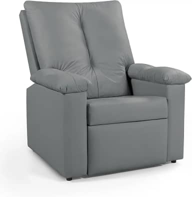 Poltrona Lisboa Reclinável Papai 3 Posições Estética Corino Confort Plus (CINZA)