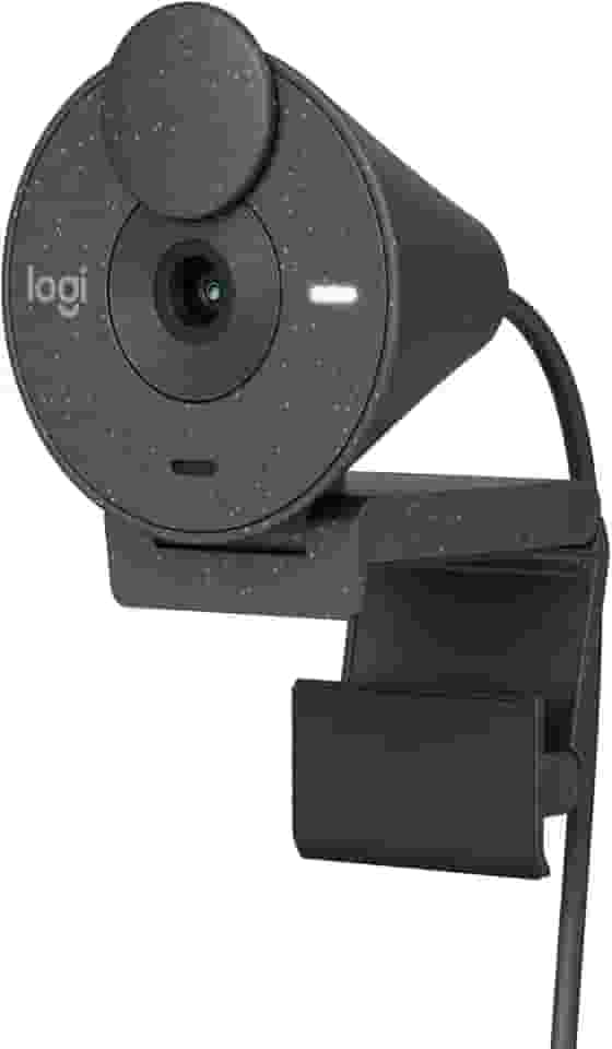 Webcam Full HD Logitech Brio 300 com Microfone com Redução de Ruído, Proteção de Privacidade, Correção Automática de Luz e Conexão USB-C- Grafite
