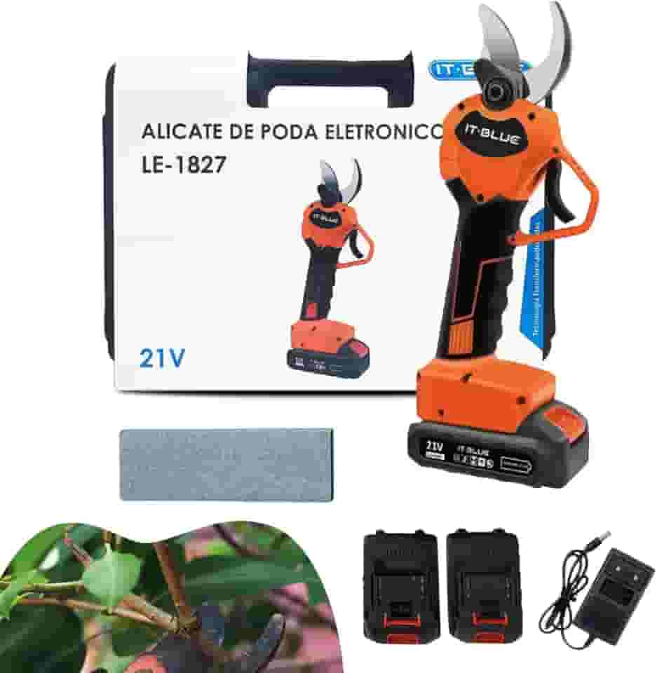 Tesoura de Poda Elétrica 21V Bateria 1500mAh IT-Blue Cortador De Galhos 2 Baterias Bivolt