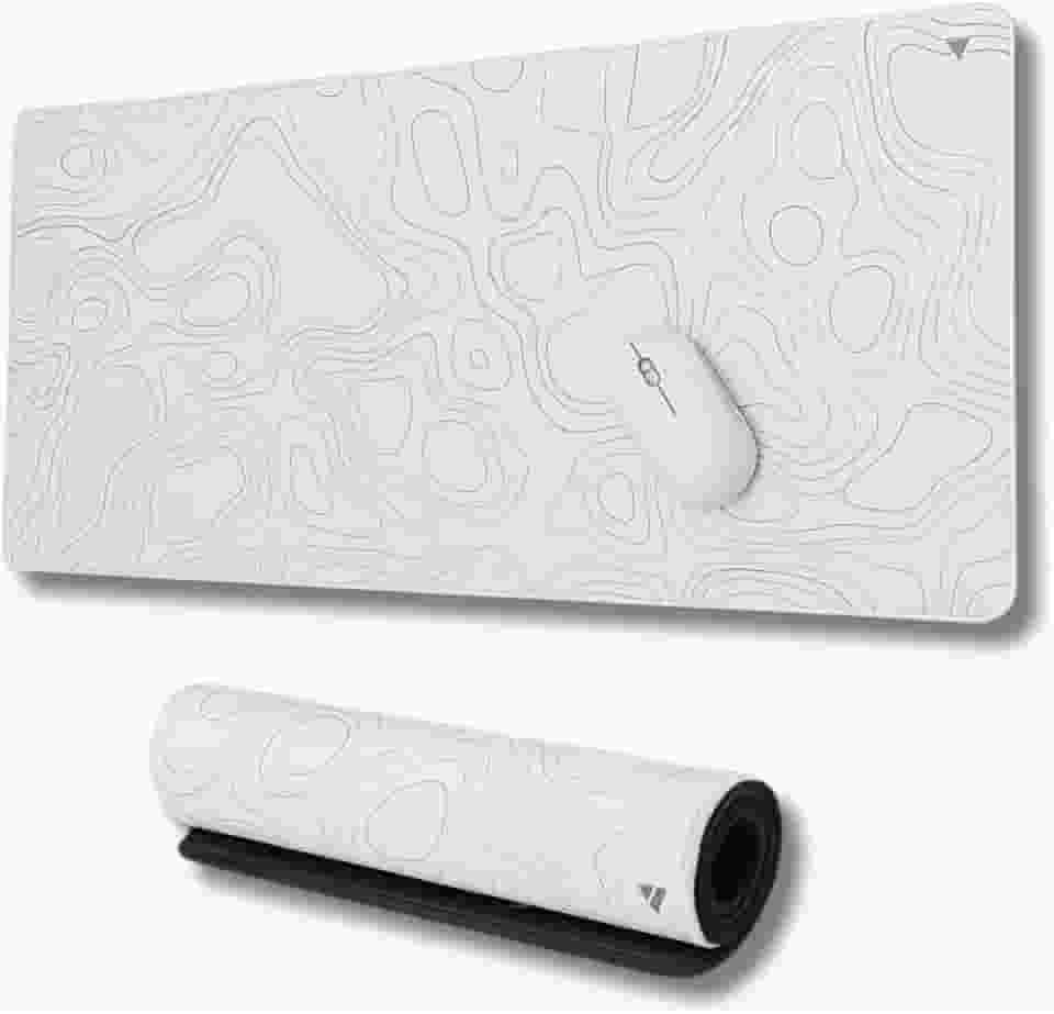 Mousepad Gamer Force One Skyhawk Snow XXL 90x40cm - Precisão Imbatível para FPS, Base Antiderrapante e Superfície de Tecido Premium Branca