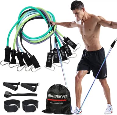 Kit Elástico Para Treino Exercícios Malhar Musculação Academia em Casa Premium Rubber Fit