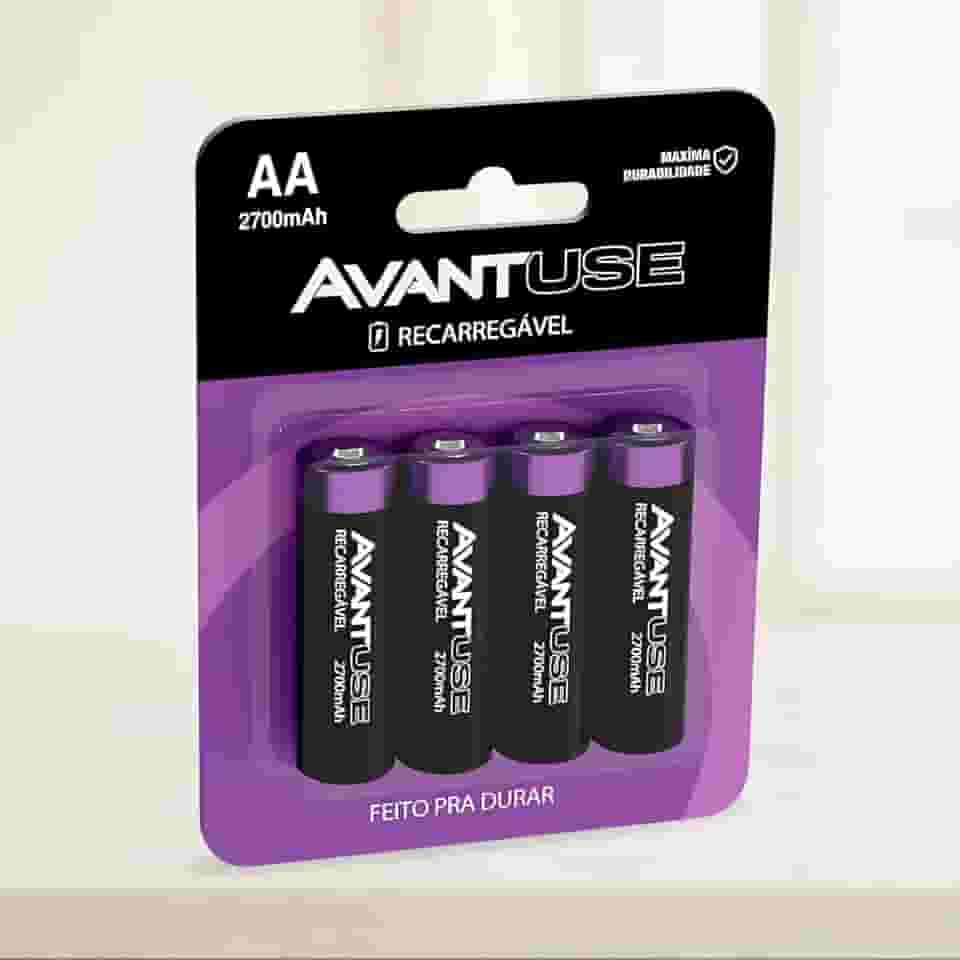 Avant - Kit 4 Pilhas Recarregável Comum AA 2700MAH Cod: 408140010 Avant Use