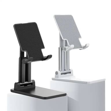 Suporte Para Celular e Tablet Dobrável Portátil Ajustável Apoio Mesa Preto Branco Estudo (Preto)