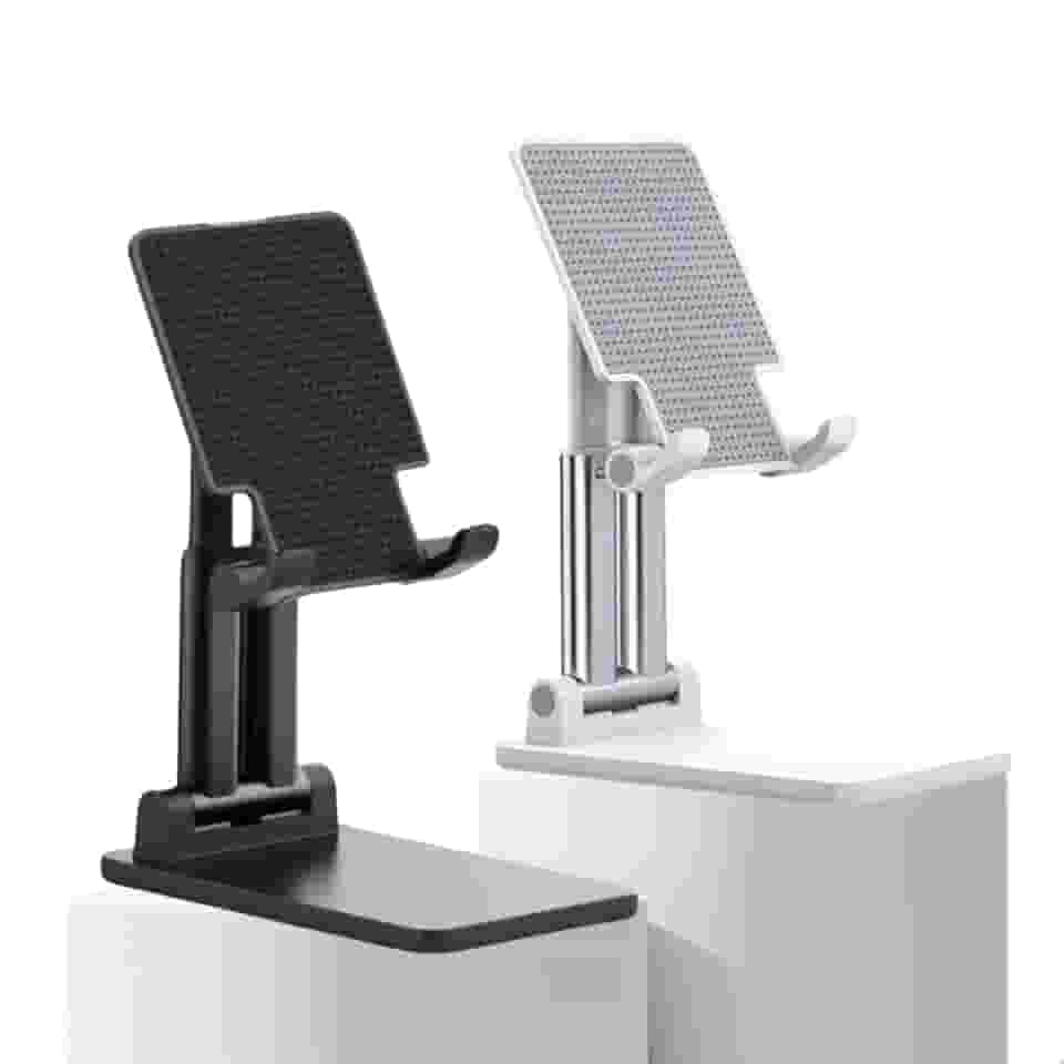 Suporte Para Celular e Tablet Dobrável Portátil Ajustável Apoio Mesa Preto Branco Estudo (Preto)