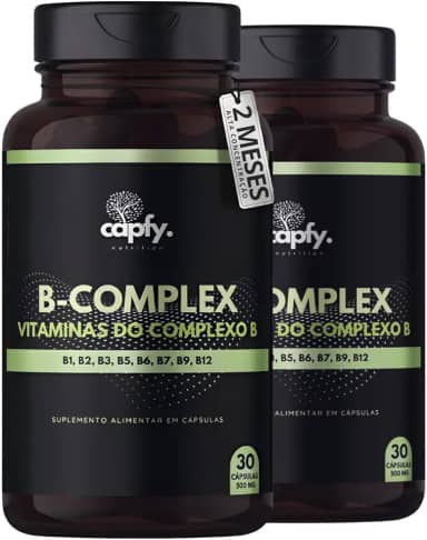 Kit 2x Potes B Complex Vitaminas do Complexo B Concentrado Vitamina B7 Biotina Vitamina B12, B3, B5, B6, B9 Premium 30 Cápsulas Capfy. Nutrition