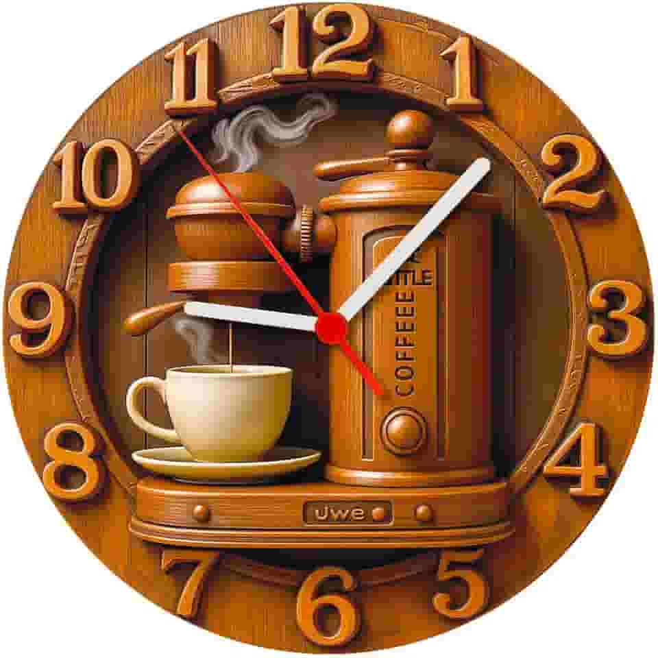 Relógio de Parede - Máquina de Café Efeito 3D - 25x25x2cm