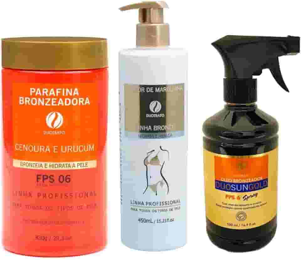 Kit bronzeamento natural parafina bronzeador óleo e fixador de marquinha Duotrato