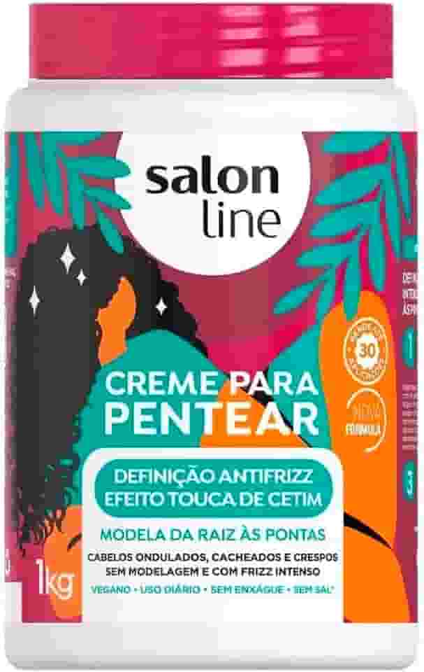 Salon Line, Creme de Pentear, Definição Antifrizz, Efeito Touca de Cetim, Vegano - Cabelos Ondulados, Cacheados e Crespos, 1 Kg