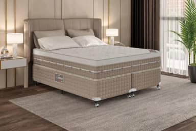 Cama Box + Colchão Castor Queen Premium One Face Tecnopedic 158x198x57cm