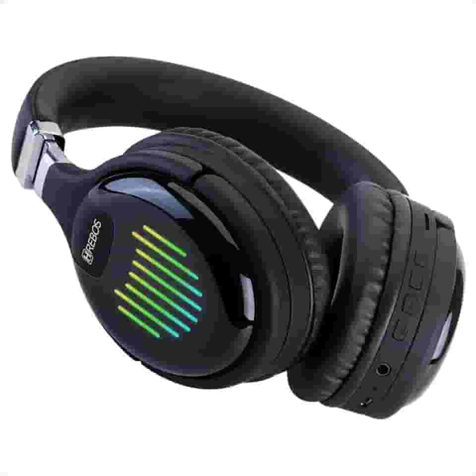 Fone de ouvido Bluetooth Wireless Sem Fio Dobravel Cartão de Memória Rádio FM Entrada Auxiliar com luzes de led, HP-201